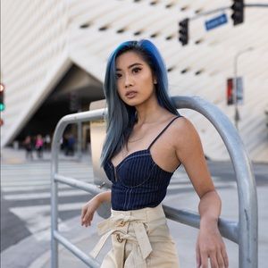 Revolve denim striped bodysuit